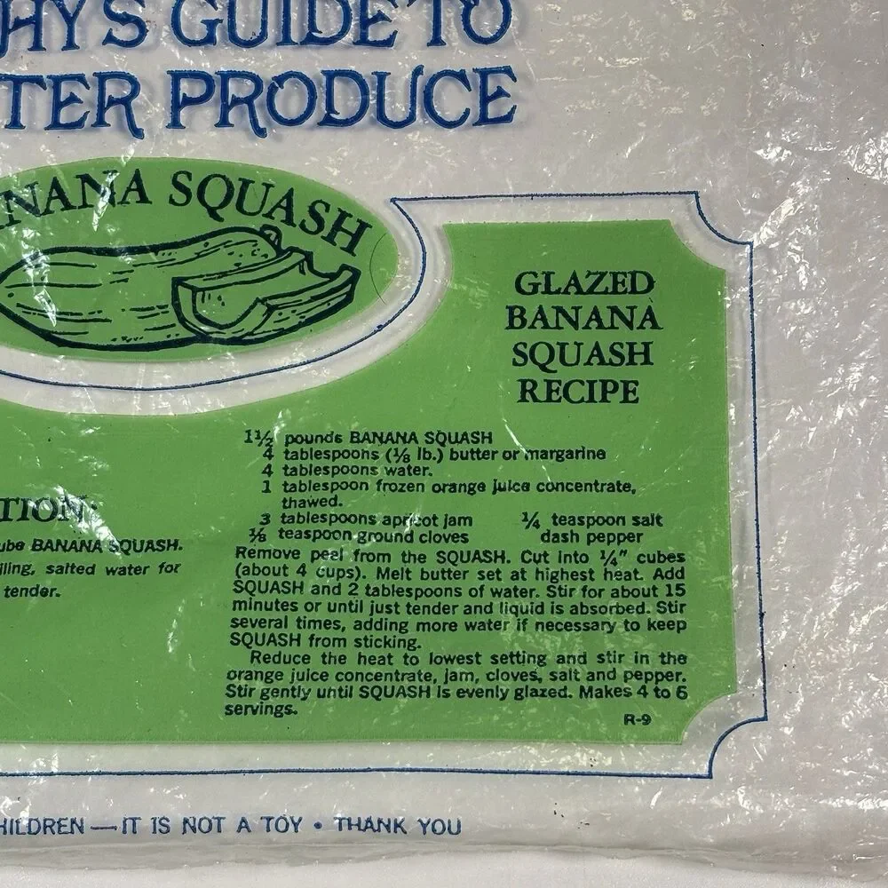 Vintage Alpha Beta Alphy’s Guide Produce Bag Banana Squash Recipe Grocery Store